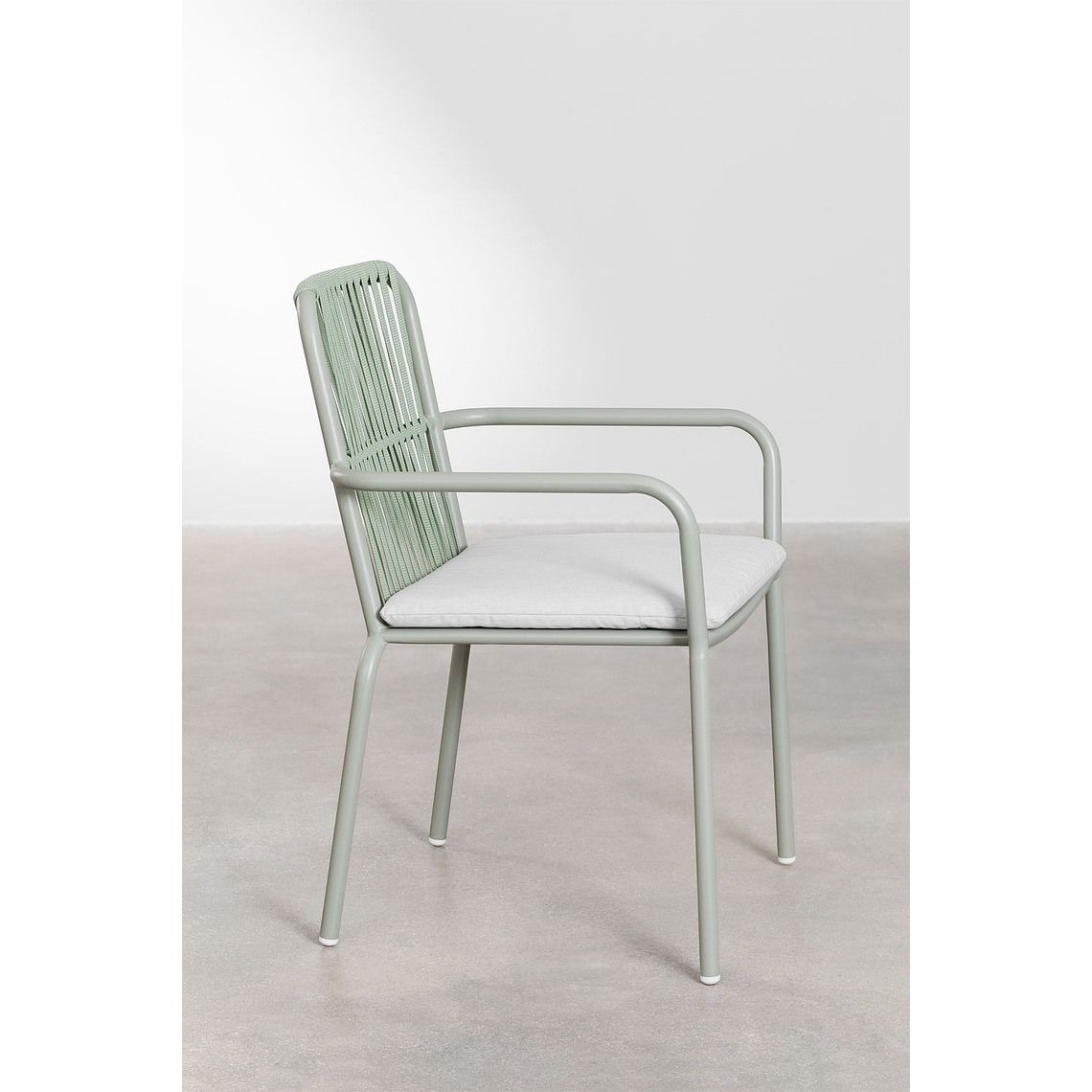 Juego de Mesa Rectangular (180x100 cm) Arnadine y 6 Sillas de Jardín Apilables en Aluminio Alberta Verde Caqui 6