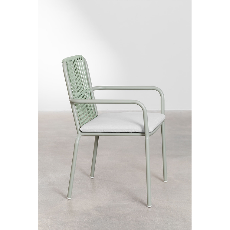 Juego de Mesa Rectangular (180x100 cm) Arnadine y 6 Sillas de Jardín Apilables en Aluminio Alberta Verde Caqui 6