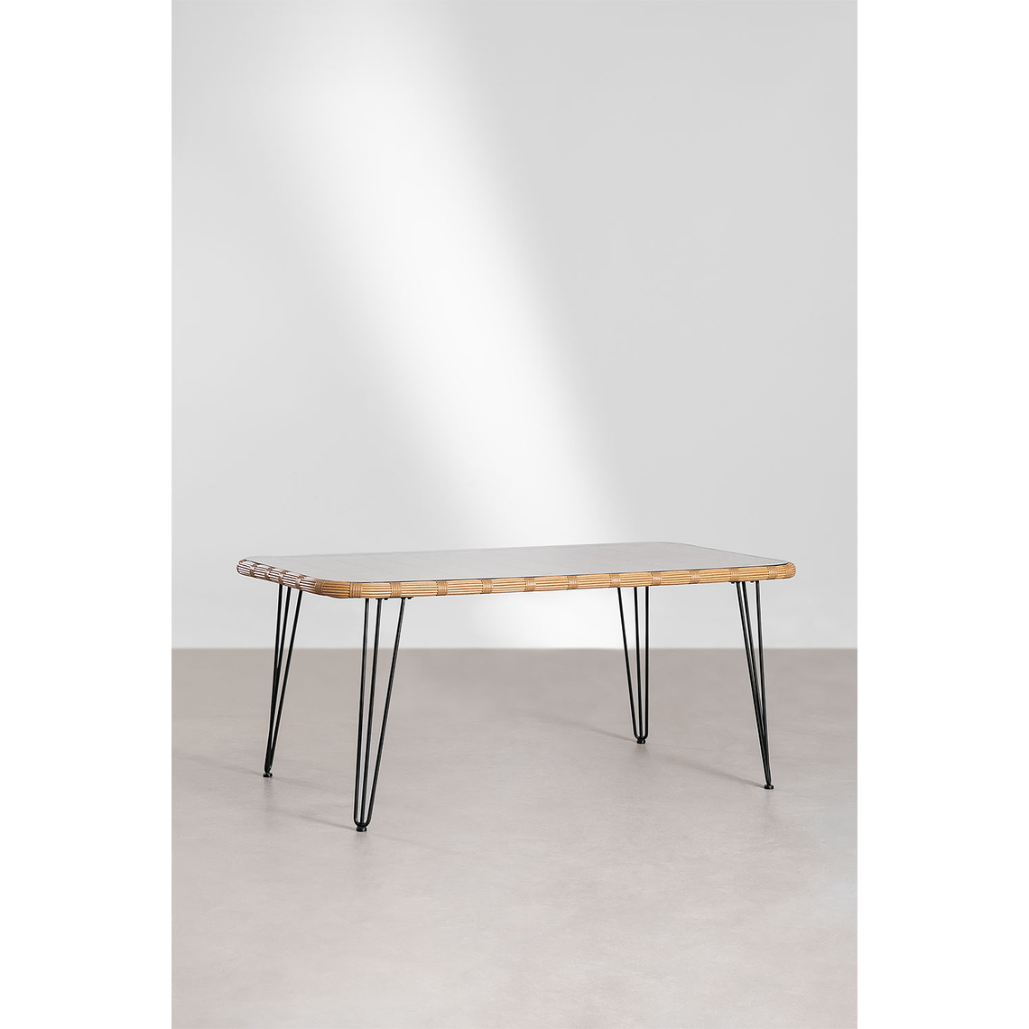 Juego de Mesa Rectangular en Mimbre Sintético (180x90 cm) Leribert y 6 Sillas de Jardín en Ratán Sintético Zole 3