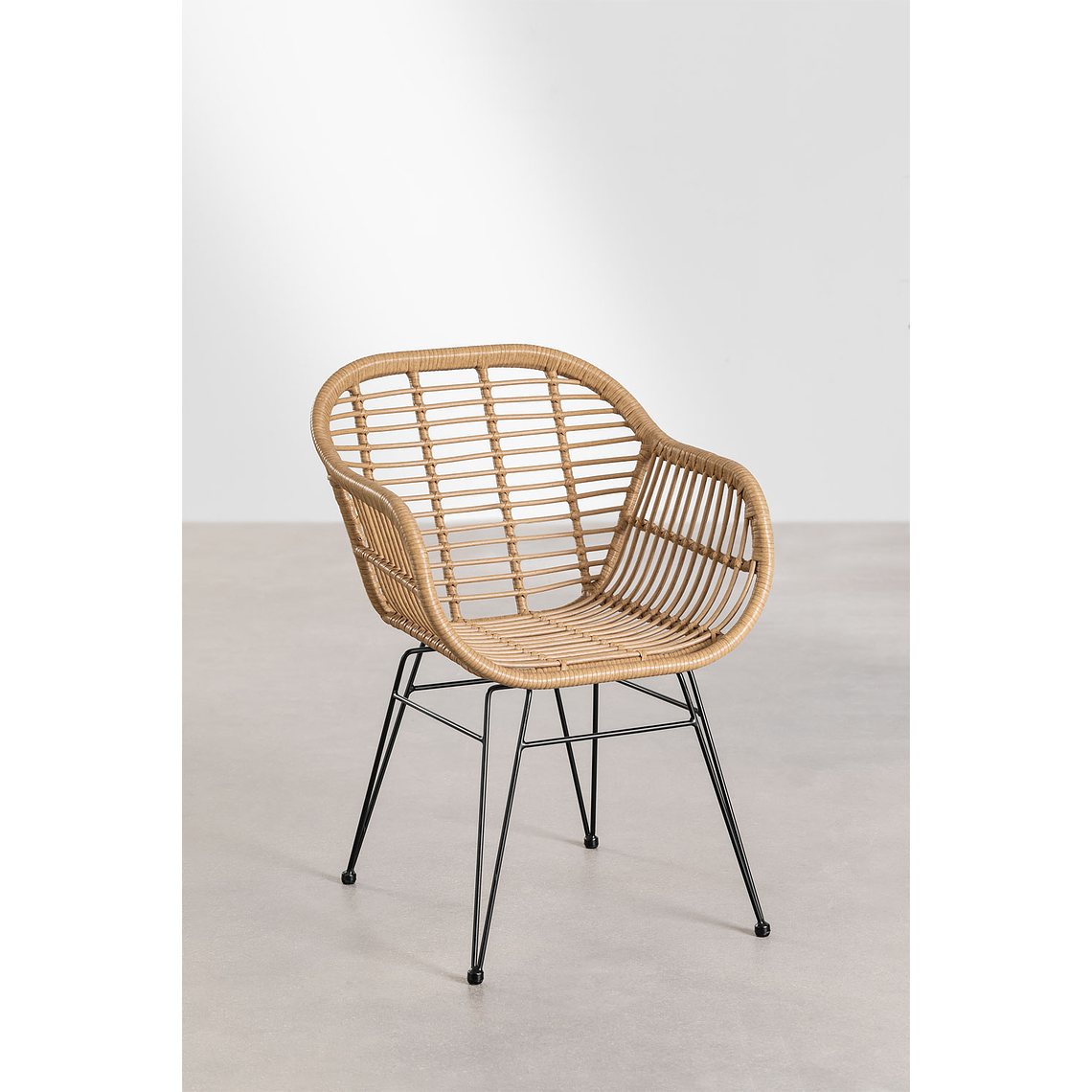 Juego de Mesa Rectangular en Mimbre Sintético (180x90 cm) Leribert y 6 Sillas de Jardín en Ratán Sintético Zole 6