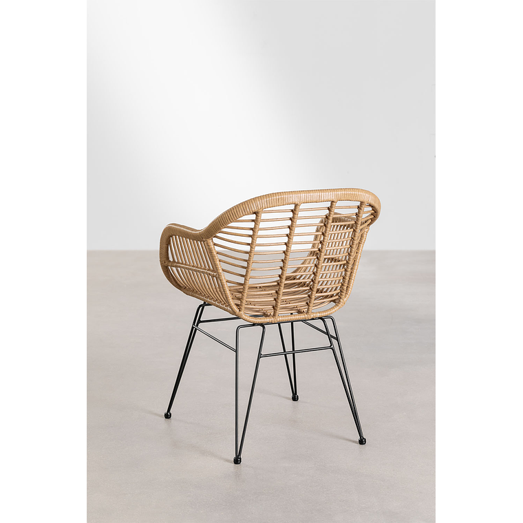 Juego de Mesa Rectangular en Mimbre Sintético (180x90 cm) Leribert y 6 Sillas de Jardín en Ratán Sintético Zole 8