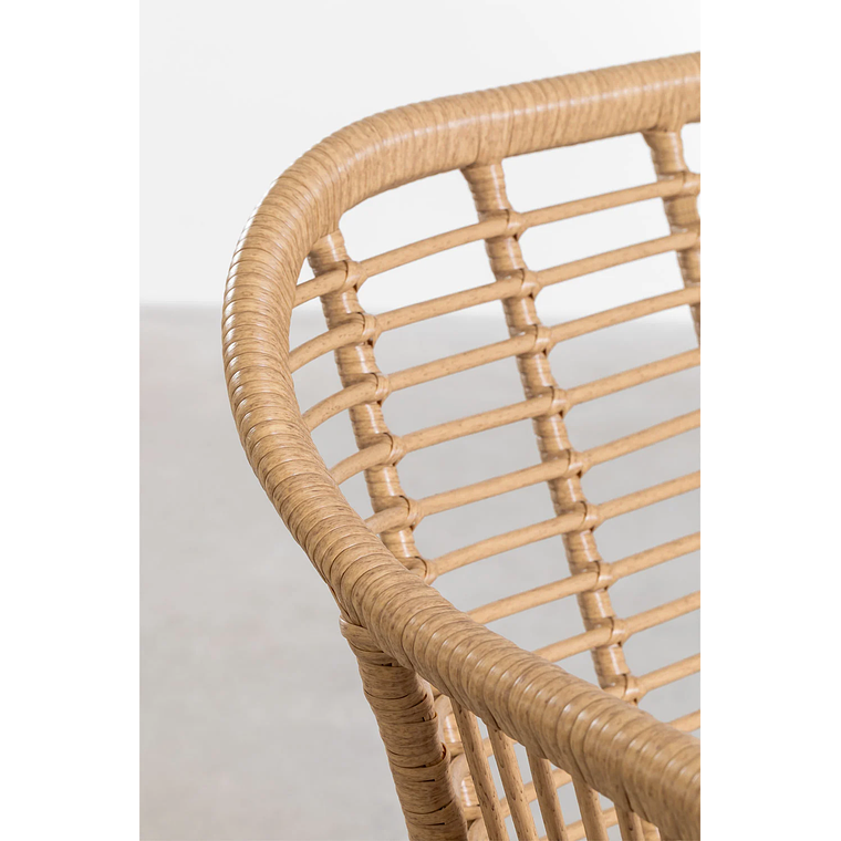 Juego de Mesa Rectangular en Mimbre Sintético (180x90 cm) Leribert y 6 Sillas de Jardín en Ratán Sintético Zole 9