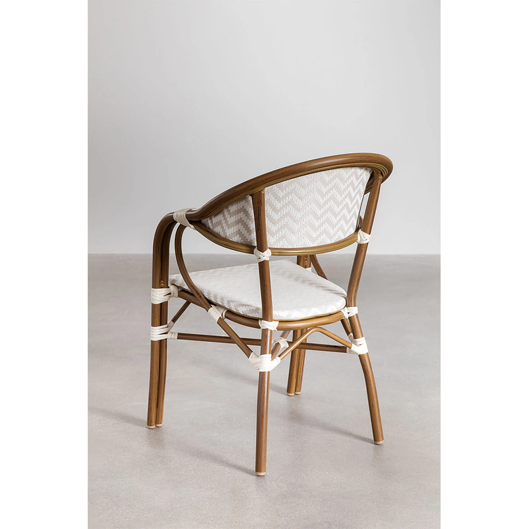 Juego de Mesa Redonda (Ø80 cm) y 4 Sillas de Jardín Apilables con Reposabrazos en Aluminio Brielle Bistro 8