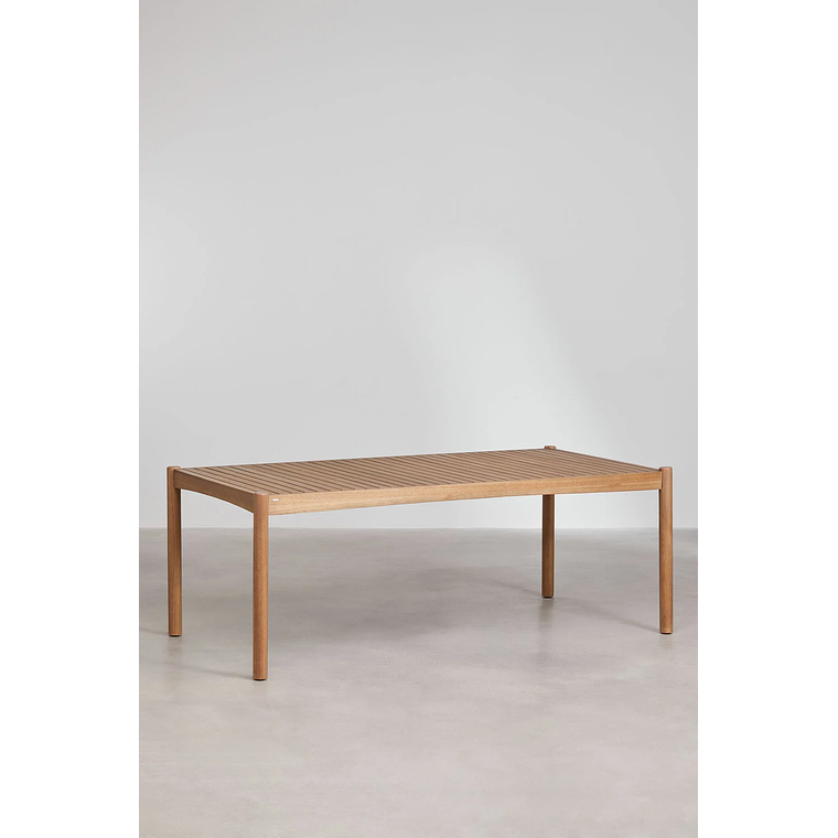 Juego de Mesa Rectangular (200x100 cm), 2 Bancos y 2 Sillas de Jardín con Reposabrazos en Madera de Eucalipto Aderyn 3