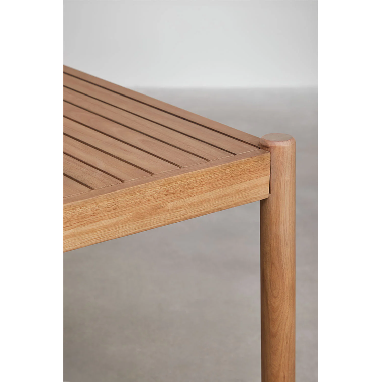 Juego de Mesa Rectangular (200x100 cm), 2 Bancos y 2 Sillas de Jardín con Reposabrazos en Madera de Eucalipto Aderyn 4