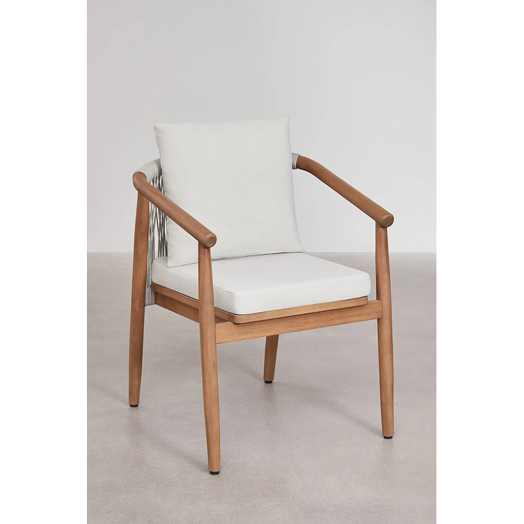 Juego de Mesa Rectangular (200x100 cm), 2 Bancos y 2 Sillas de Jardín con Reposabrazos en Madera de Eucalipto Aderyn 7