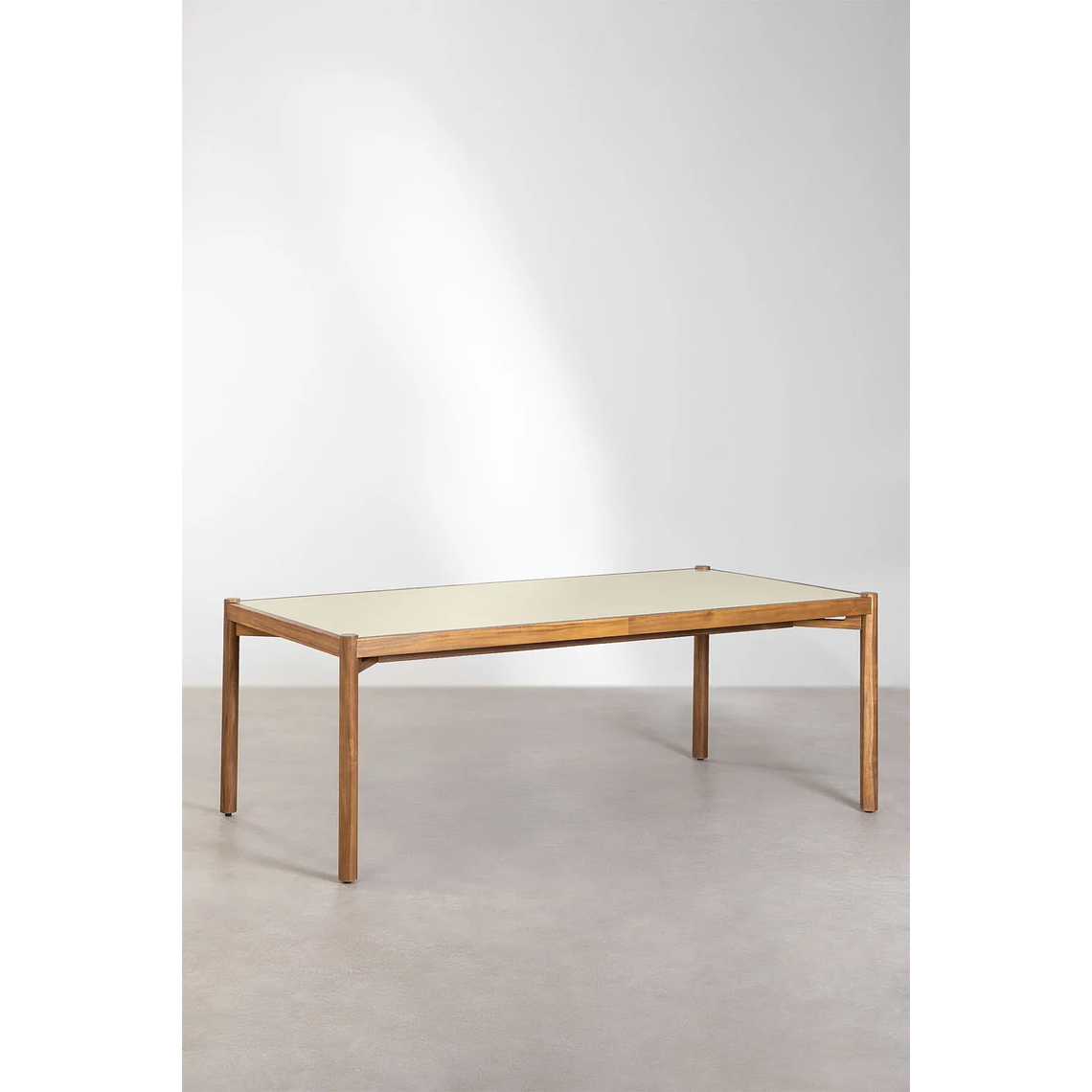 Juego de Mesa de Rectangular (210x100 cm) Gamila y 8 Sillas de Jardín en Madera y Cemento Orebro 2