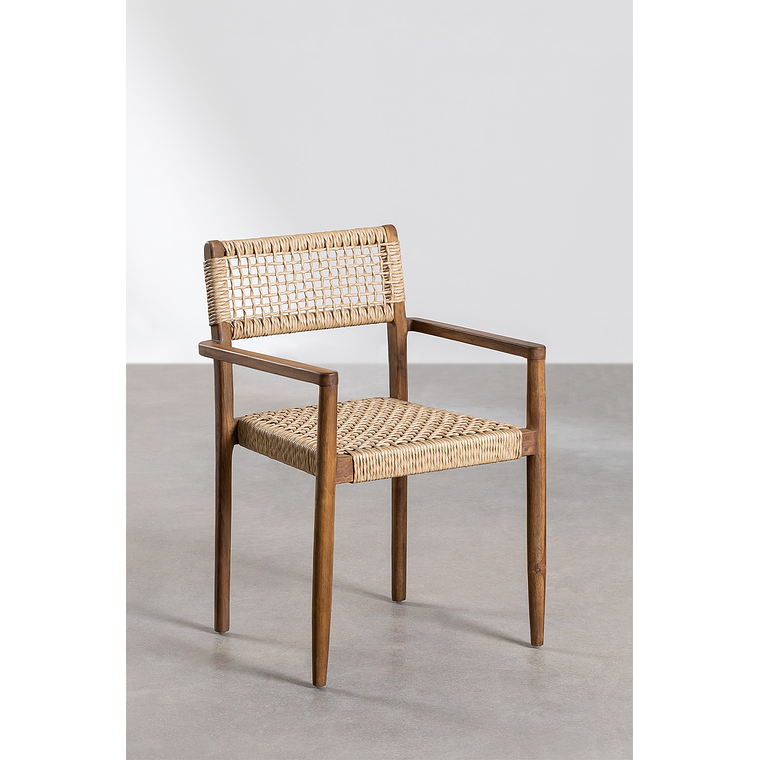 Juego de Mesa de Rectangular (210x100 cm) Gamila y 8 Sillas de Jardín en Madera y Cemento Orebro 5