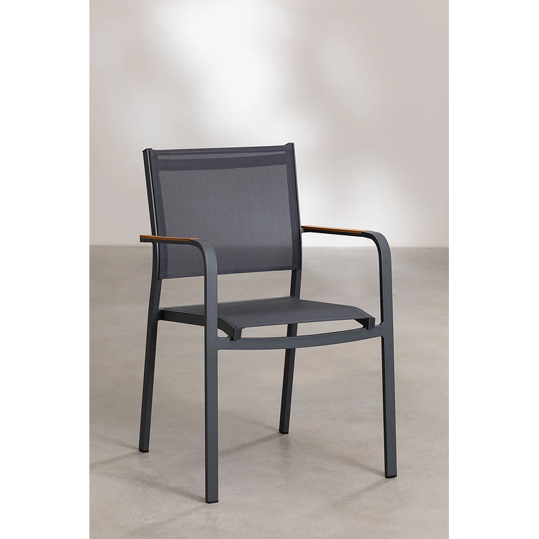 Juego de Mesa Rectangular Classic (160x90 cm) y 6 Sillas de Jardín Archer Gris Grafito 7