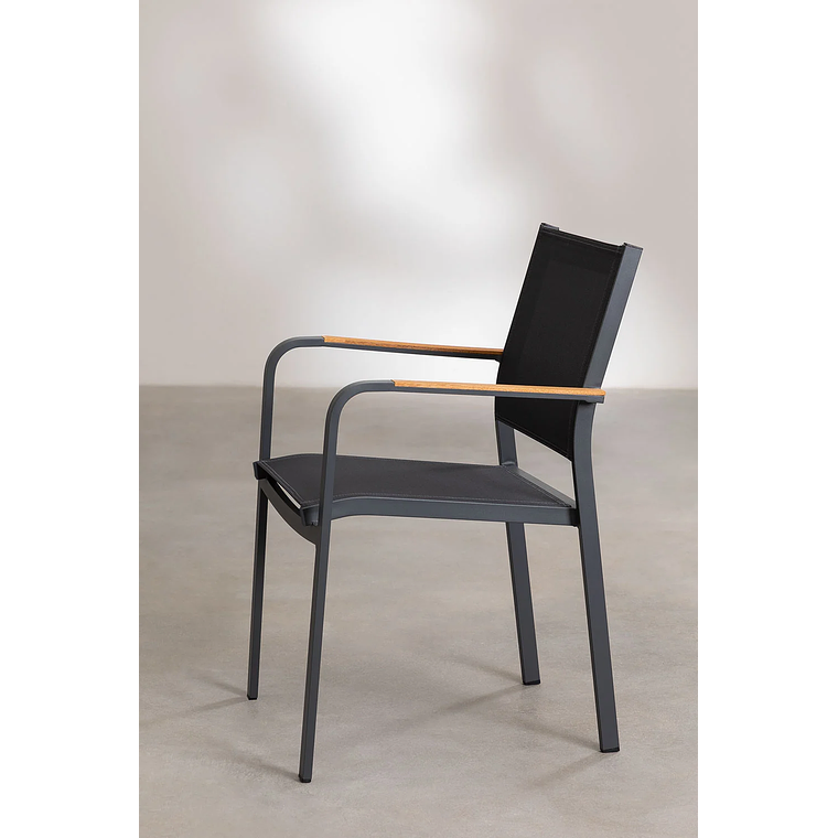 Juego de Mesa Rectangular Classic (160x90 cm) y 6 Sillas de Jardín Archer Gris Grafito 8