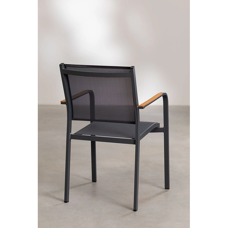 Juego de Mesa Rectangular Classic (160x90 cm) y 6 Sillas de Jardín Archer Gris Grafito 9