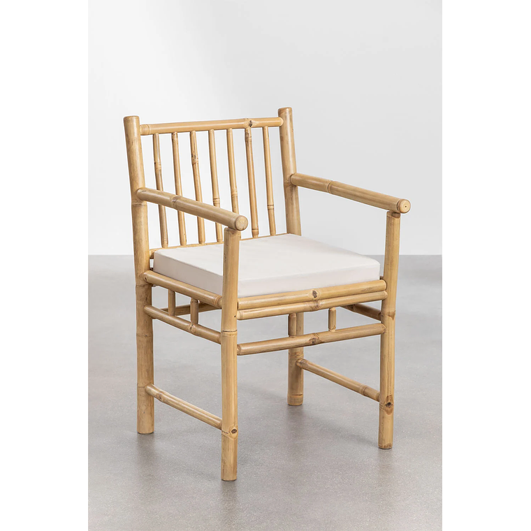 Juego de Mesa Rectangular (200x80 cm) y 8 Sillas de Jardín con Reposabrazos en Bambú Senia 6