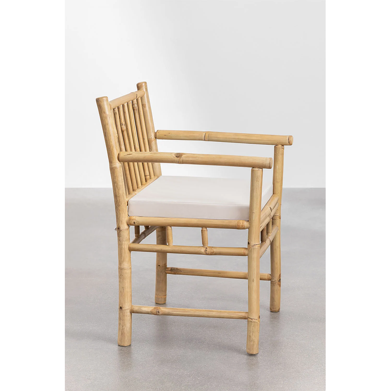 Juego de Mesa Rectangular (200x80 cm) y 8 Sillas de Jardín con Reposabrazos en Bambú Senia 7