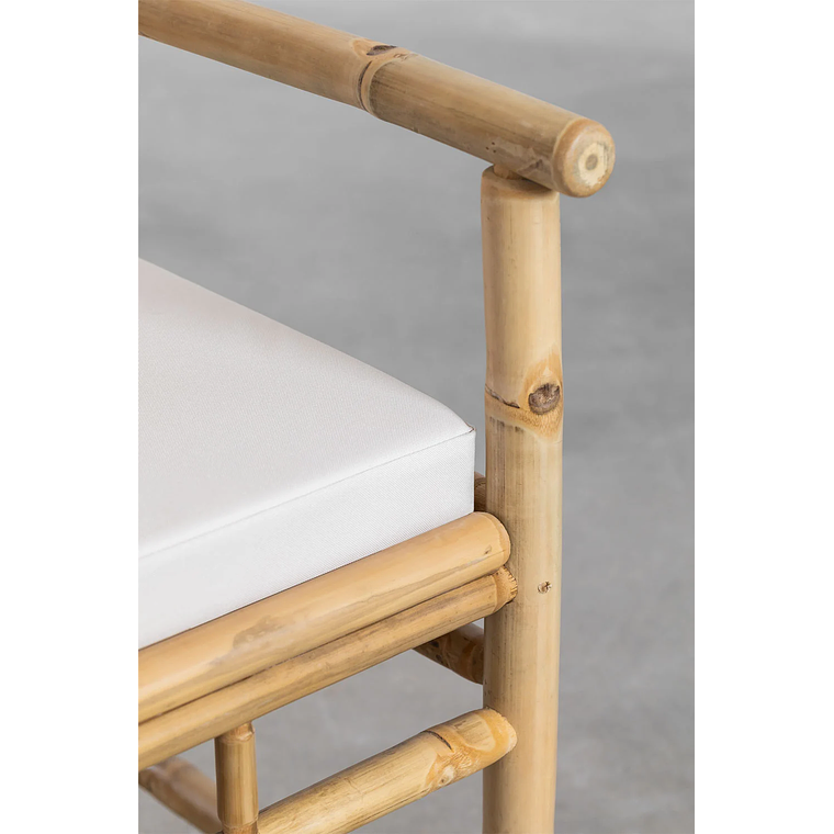 Juego de Mesa Rectangular (200x80 cm) y 8 Sillas de Jardín con Reposabrazos en Bambú Senia 9