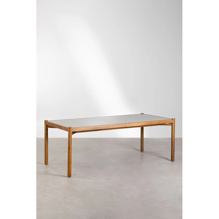 Juego de Mesa de Rectangular (210x100 cm) Gamila y 8 Sillas de Jardín en Madera de Acacia y Cemento Mallory 2