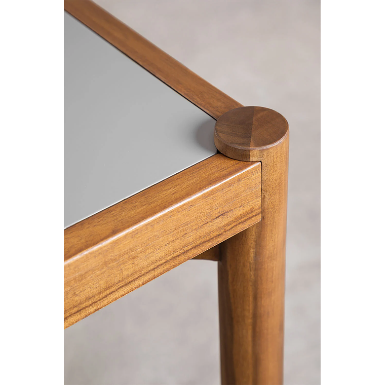 Juego de Mesa de Rectangular (210x100 cm) Gamila y 8 Sillas de Jardín en Madera de Acacia y Cemento Mallory 3