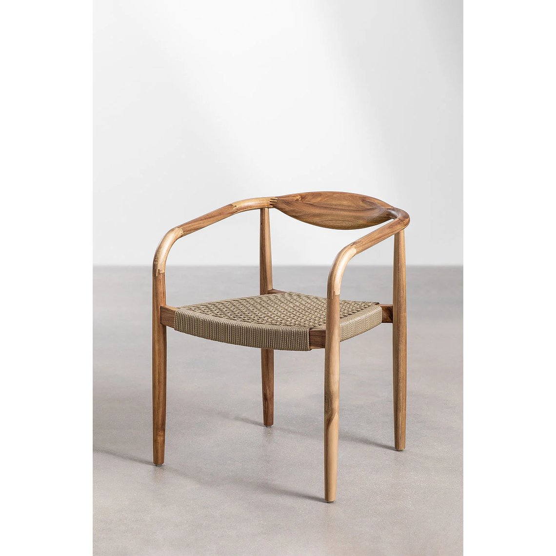 Juego de Mesa de Rectangular (210x100 cm) Gamila y 8 Sillas de Jardín en Madera de Acacia y Cemento Mallory 5