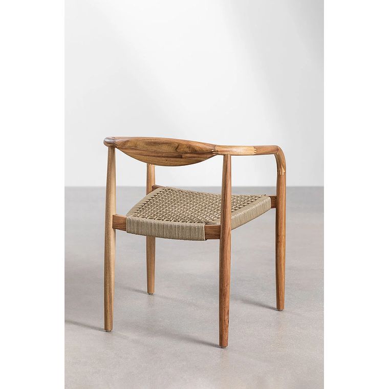 Juego de Mesa de Rectangular (210x100 cm) Gamila y 8 Sillas de Jardín en Madera de Acacia y Cemento Mallory 7