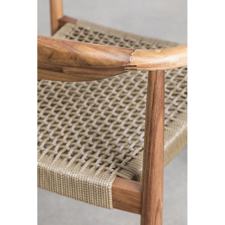 Juego de Mesa de Rectangular (210x100 cm) Gamila y 8 Sillas de Jardín en Madera de Acacia y Cemento Mallory 8