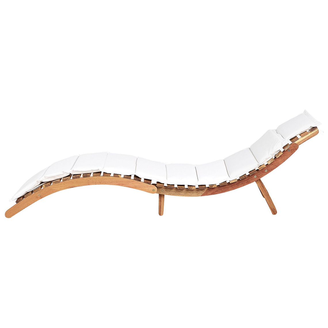 Reposera de jardín de madera con cojín blanco LUINO Blanca 2