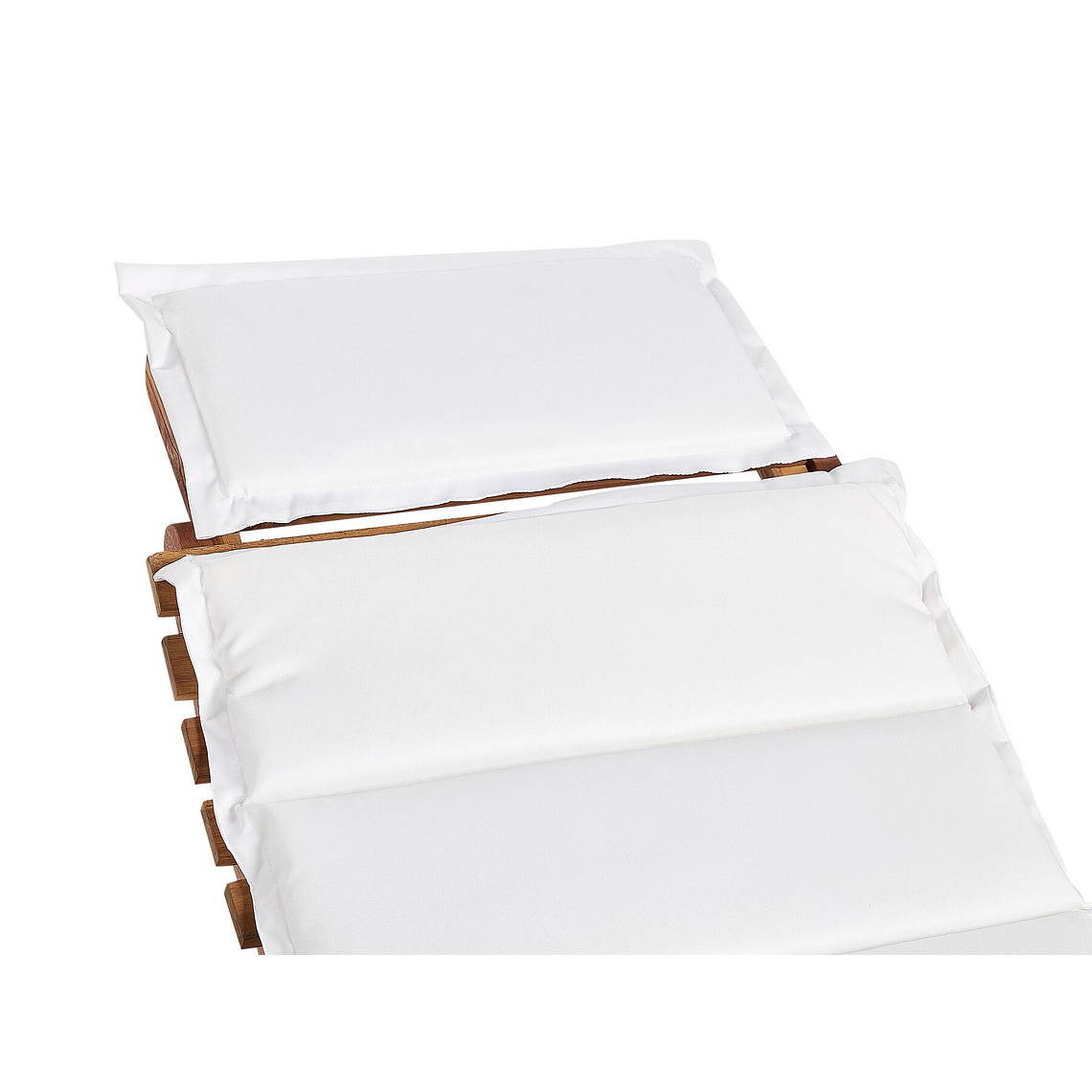 Reposera de jardín de madera con cojín blanco LUINO Blanca 5