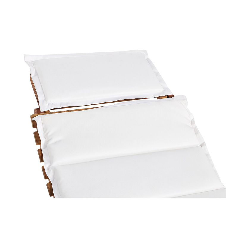 Reposera de jardín de madera con cojín blanco LUINO Blanca 5