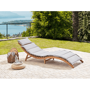 Reposera de jardín de madera con cojín blanco LUINO Gris