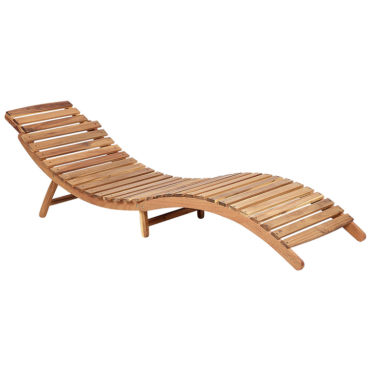 Reposera de jardín de madera con cojín blanco LUINO Gris 4