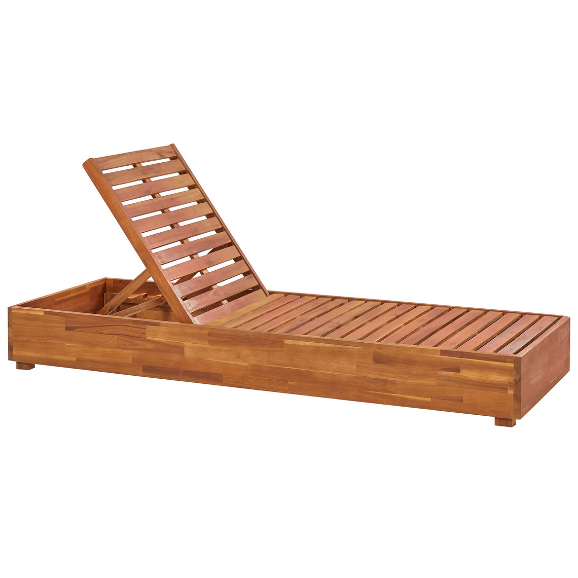 Reposera reclinable de madera con cojín blanco crema FANANO 4