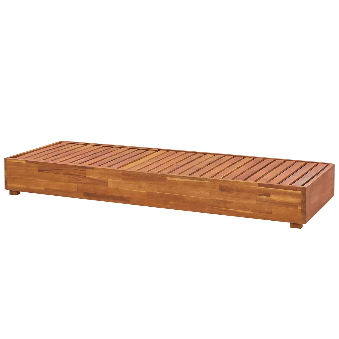 Reposera reclinable de madera con cojín blanco crema FANANO 5