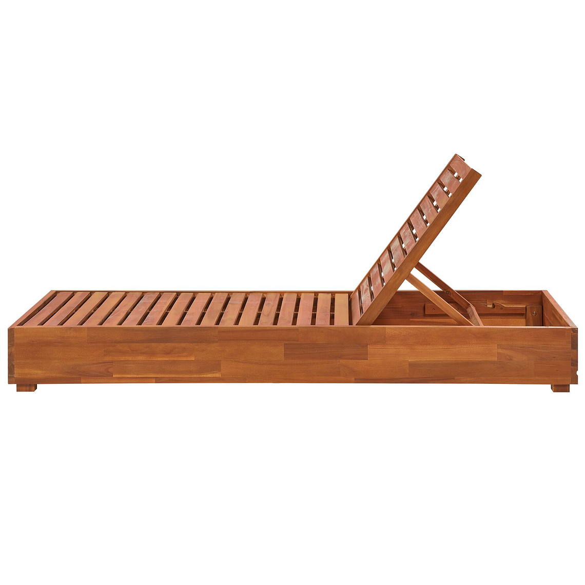 Reposera reclinable de madera con cojín blanco crema FANANO 6