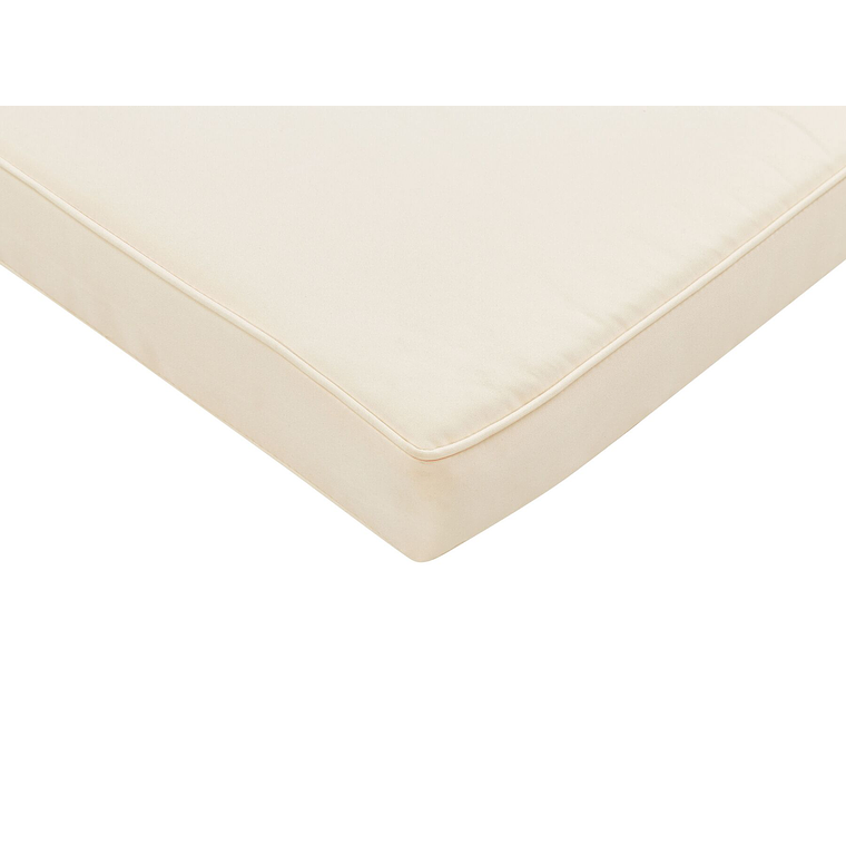 Reposera reclinable de madera con cojín blanco crema FANANO 8