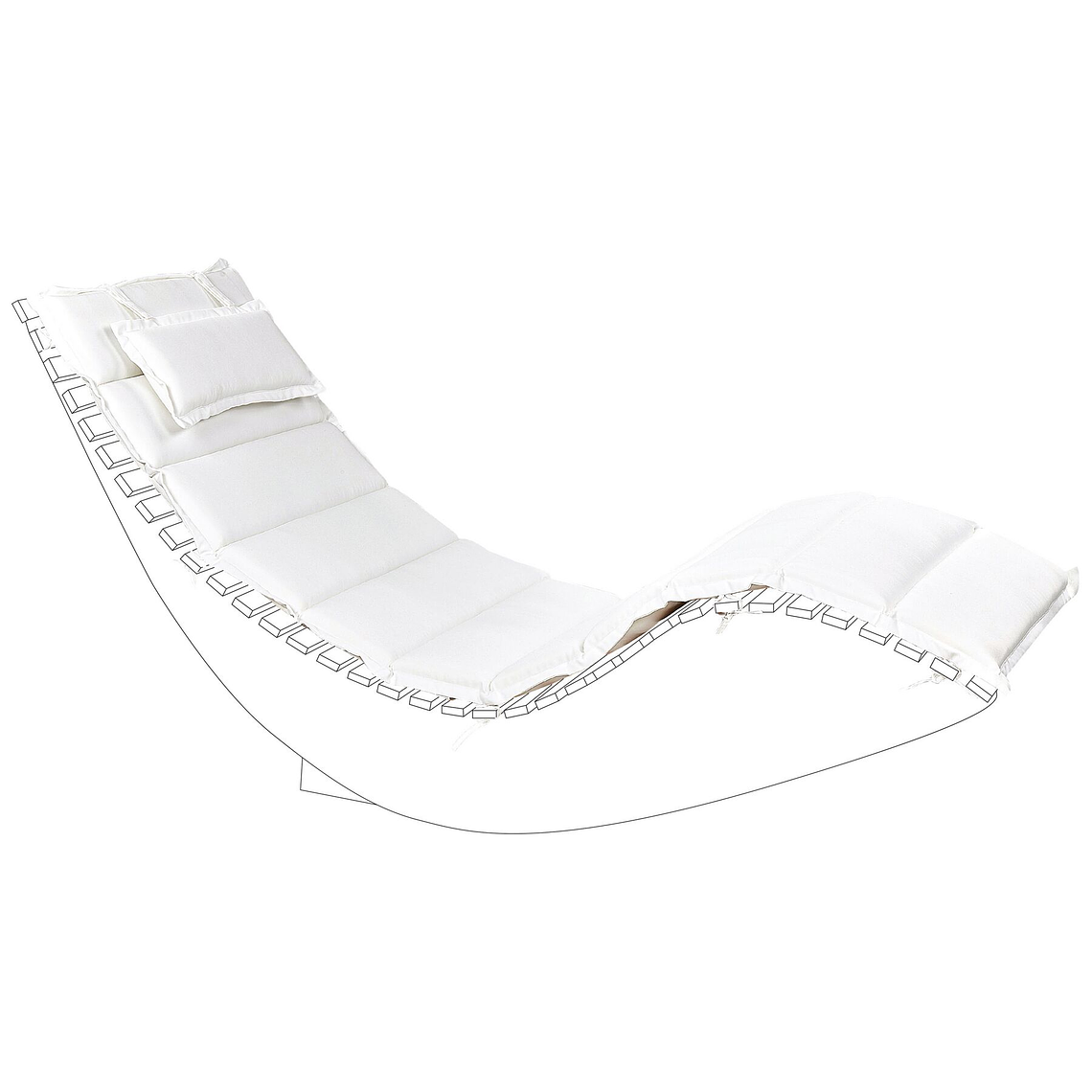 Reposera de jardín de madera de acacia oscura con cojín blanco crema BRESCIA 3