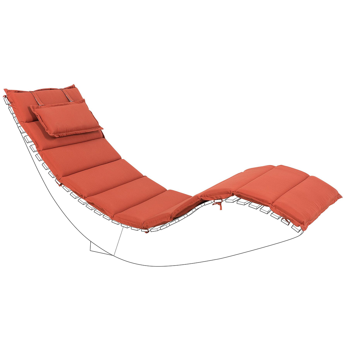 Reposera de jardín de madera de acacia oscura con cojín rojo BRESCIA 4