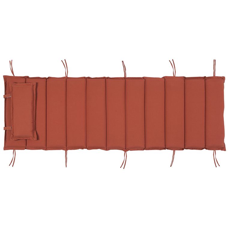 Reposera de jardín de madera de acacia oscura con cojín rojo BRESCIA 12