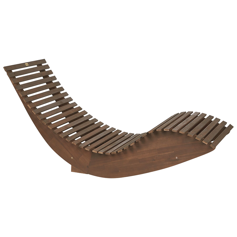 Reposera de jardín de madera de acacia oscura con cojín azul BRESCIA 5