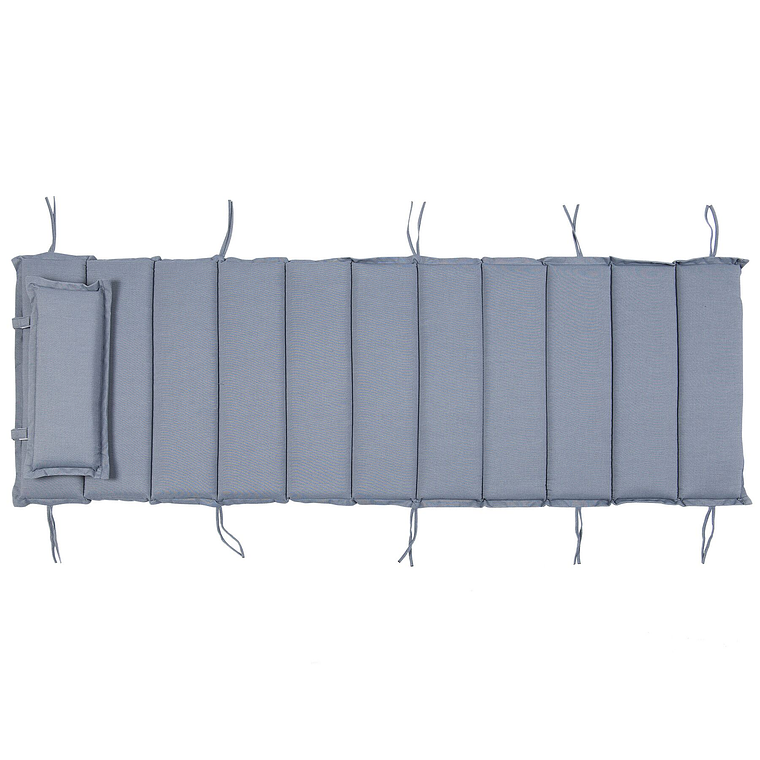 Reposera de jardín de madera de acacia oscura con cojín azul BRESCIA 9