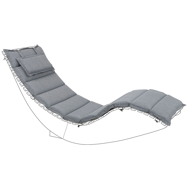 Reposera de jardín de madera de acacia oscura con cojín gris BRESCIA 4