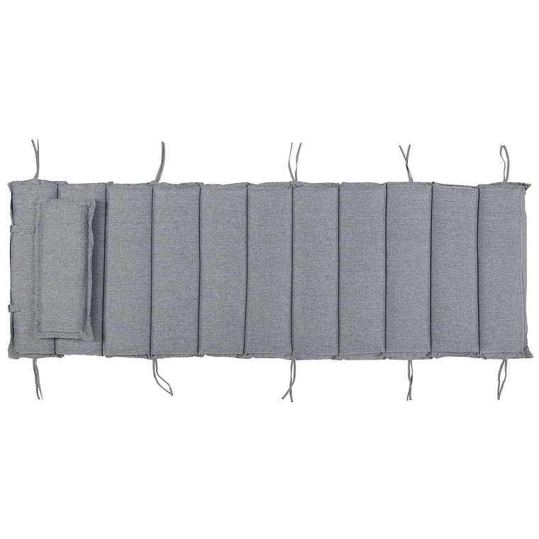 Reposera de jardín de madera de acacia oscura con cojín gris BRESCIA 10