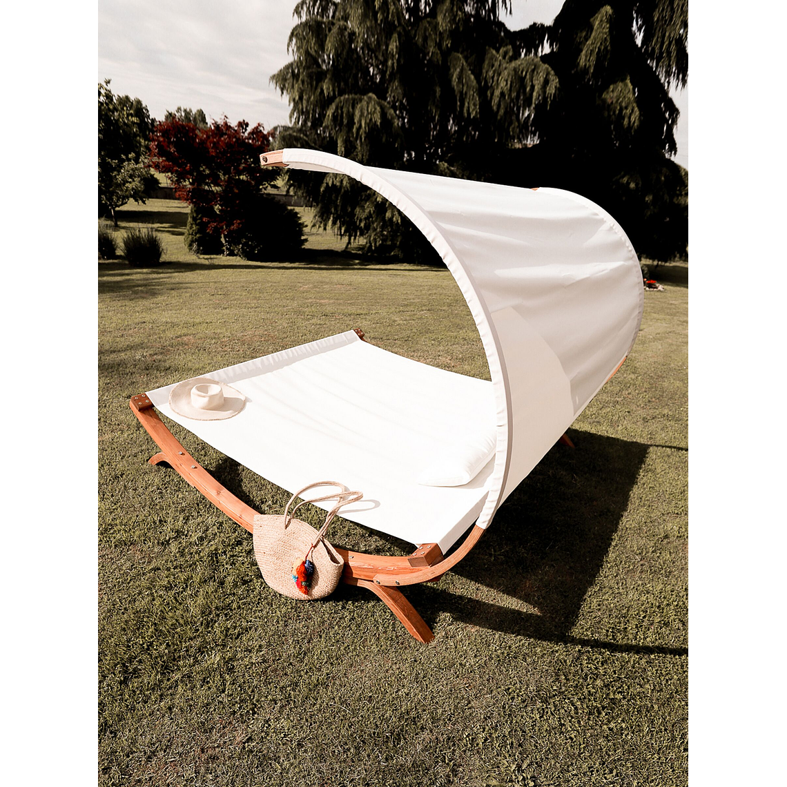 Reposera con cojín Madera Blanco crema TERAMO 5