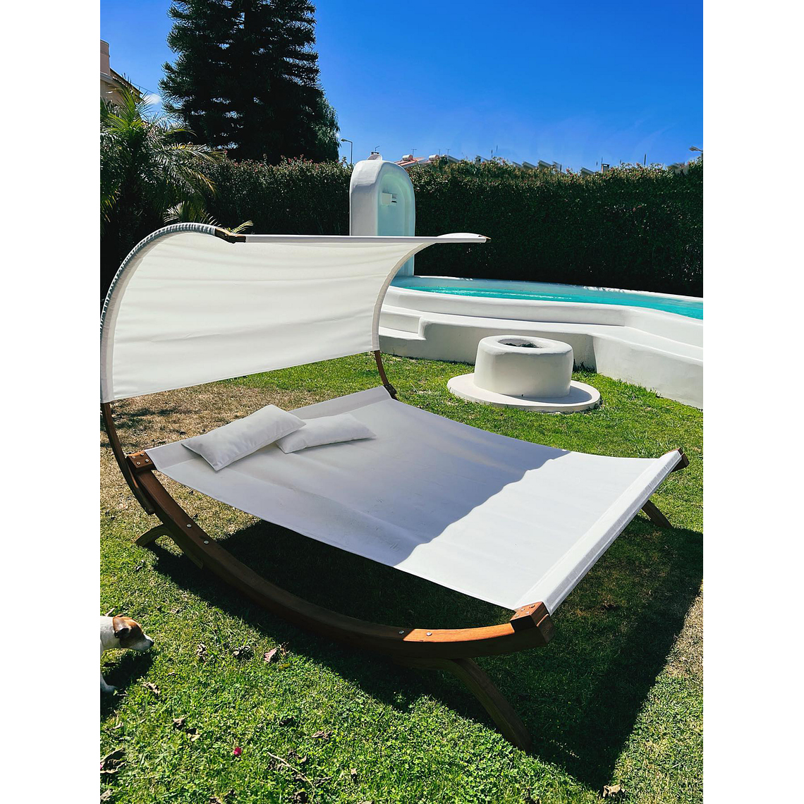 Reposera con cojín Madera Blanco crema TERAMO 7