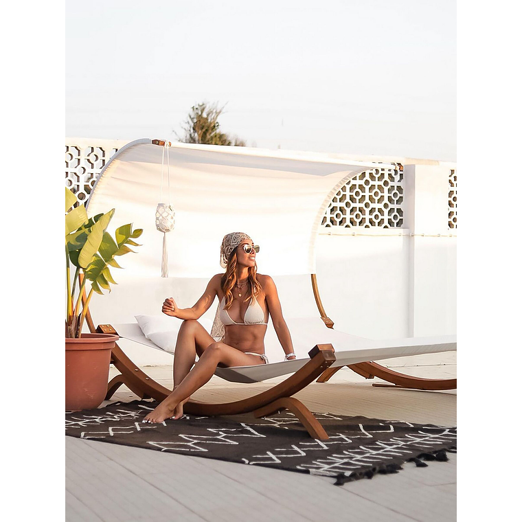 Reposera con cojín Madera Blanco crema TERAMO 8