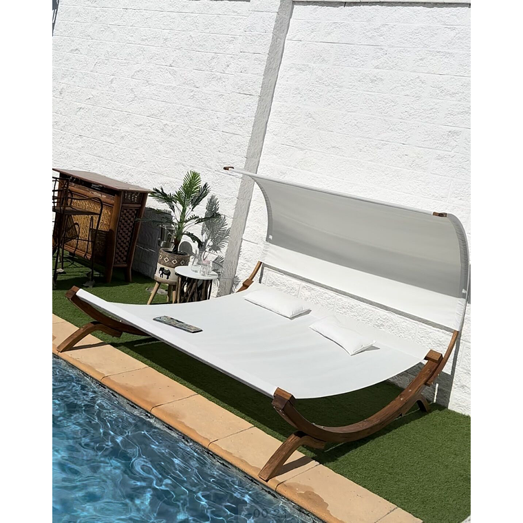 Reposera con cojín Madera Blanco crema TERAMO 10