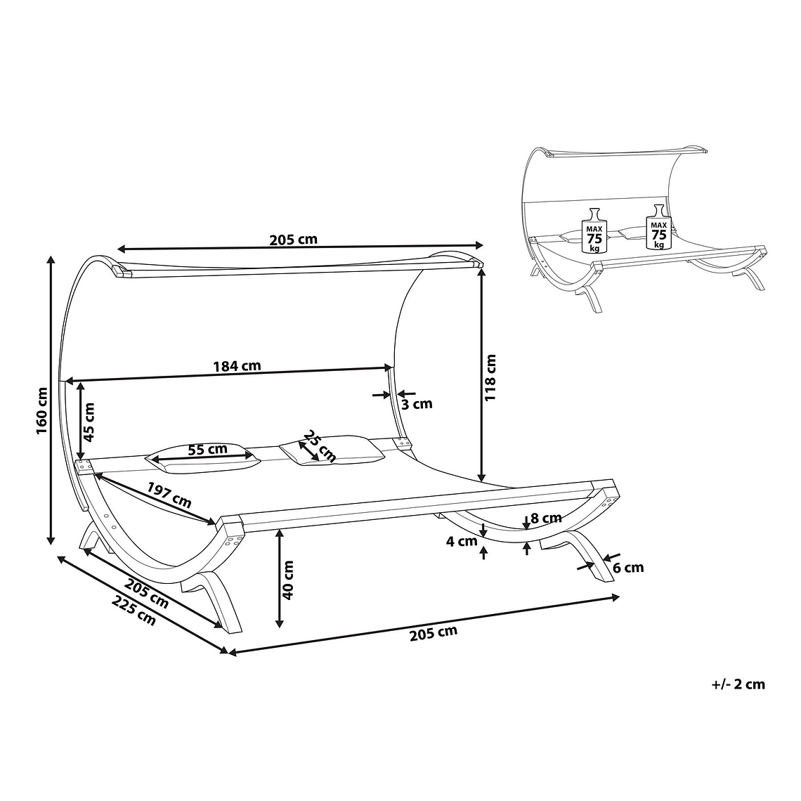 Reposera con cojín Madera Blanco crema TERAMO 27
