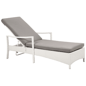 Reposera de jardín de ratán blanca VASTO