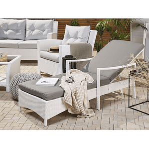 Reposera de jardín de ratán blanca VASTO