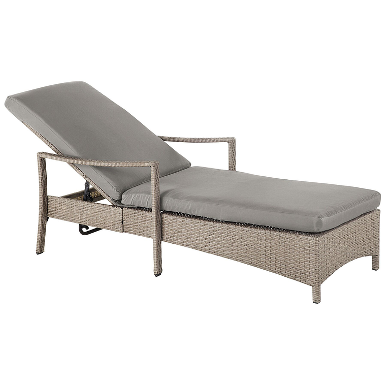 Reposera de jardín de ratán gris VASTO 1