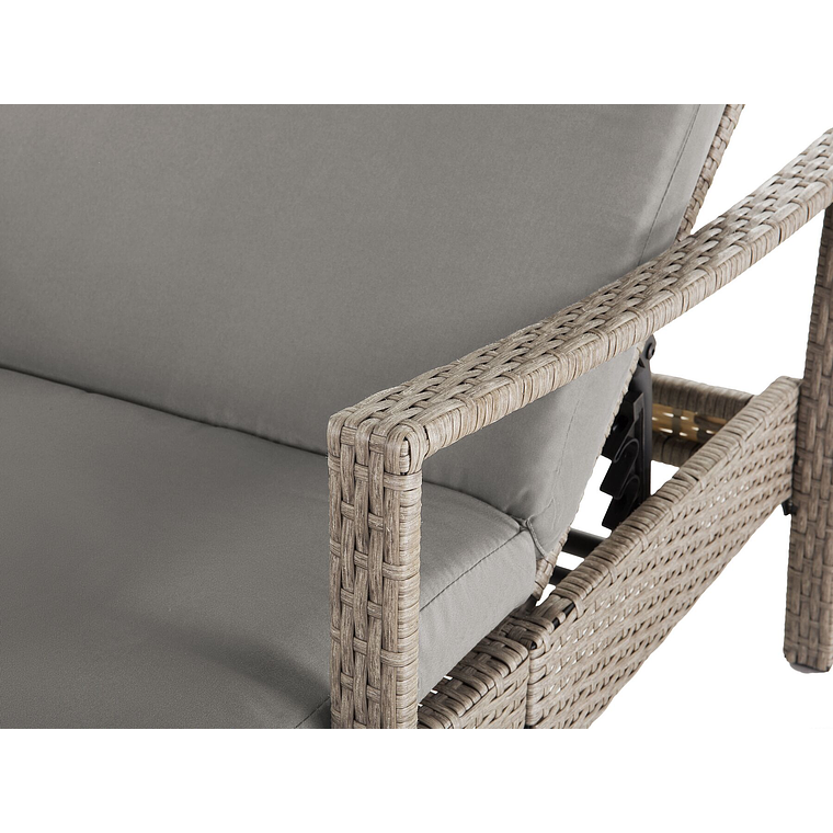 Reposera de jardín de ratán gris VASTO 10