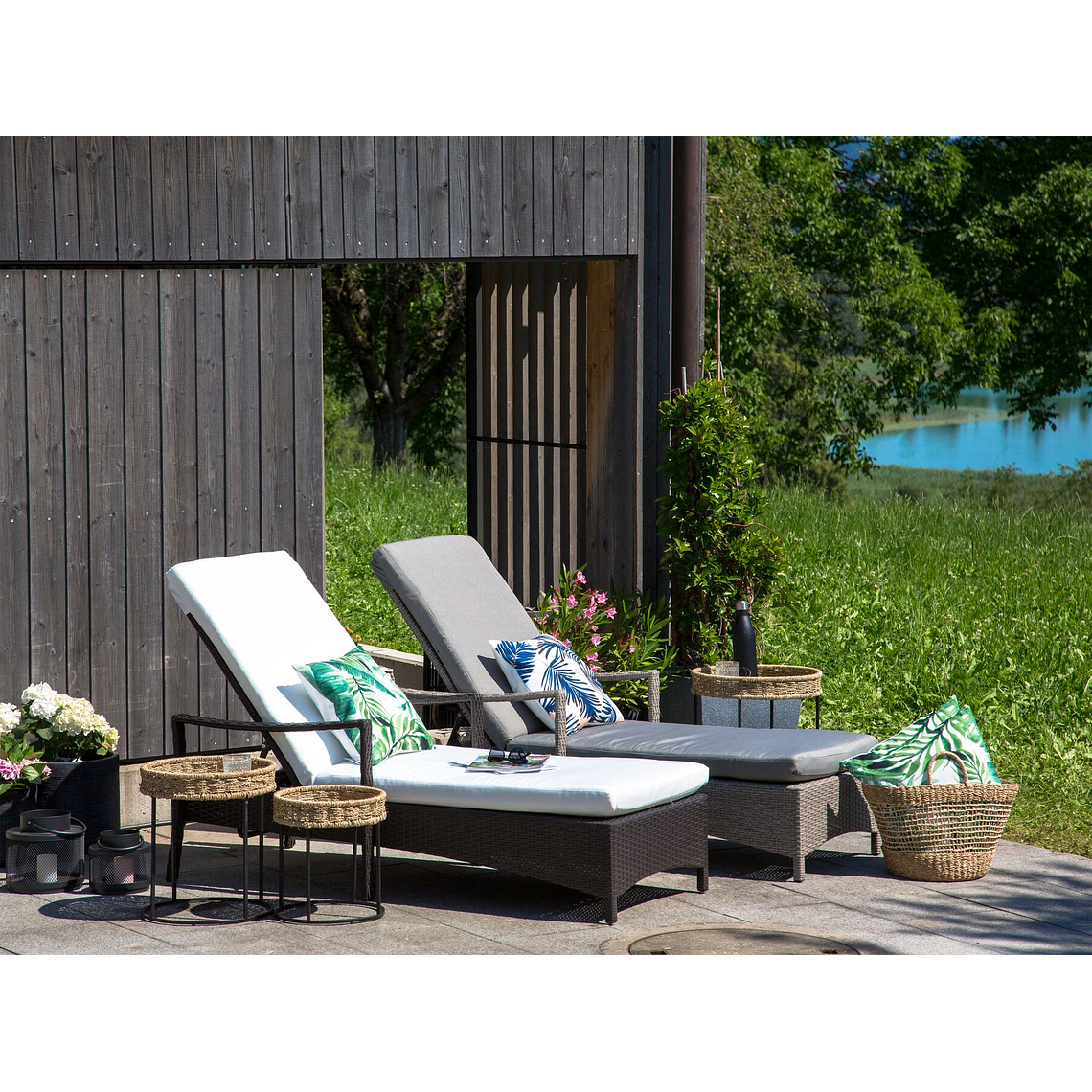 Reposera de jardín de ratán marrón VASTO 5