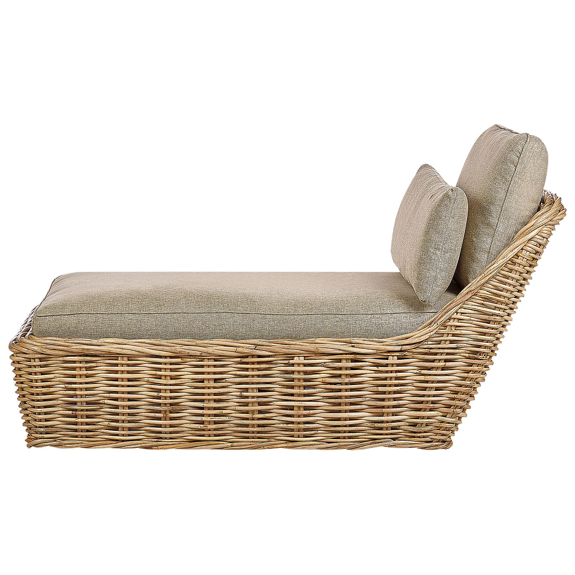 Reposera de ratán con cojín gris pardo BELSITO 10